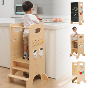 lot 192 image: JUZBOT Toddler Tower 4 in 1 Toddler Kitchen Stool Helper Adjustable