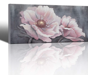 lot 198 image: YJYart Large Canvas Art Work Wall Art for Living Room Pink Flowers Pictures