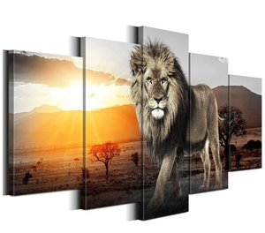 lot 252 image: Biufo African Lion Animal Canvas Wall Art Pictures Landscape Print Painting