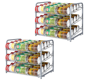 lot 261 image: LOT OF 2 Shinoske Can Organizer for Pantry,3-Tier Stackable Can Organizer 2 in 1 Can Rack