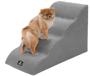 lot 271 image: Veehoo Dog Stairs for High Beds, 4 Steps Curved Foam Dog Steps for Small Medium Dogs or Old Dogs and Cats