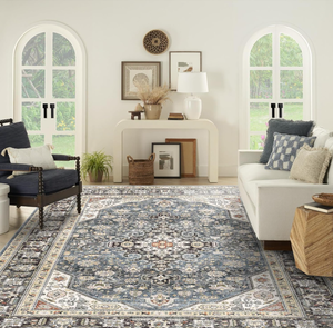 lot 310 image: HILORUUG Washable Area Rug - Bedroom Living Room Large Indoor Rugs Soft Oriental