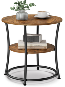 lot 317 image: LOT OF 2 VASAGLE Side Table, Round End Table with 2 Shelves
