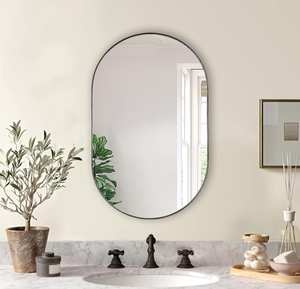 lot 277 image: ANDY STAR Black Oval Mirror, 20 x 35