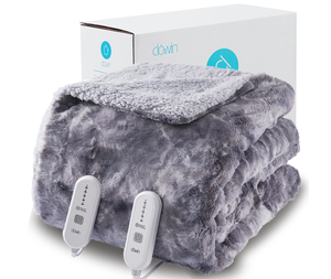 lot 283 image: Heated Blanket King Size, Dual Controllers Electric Blanket Faux Fur, (100x 90 Grey)