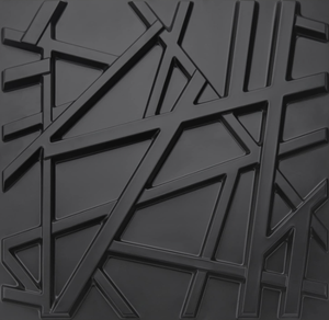 lot 295 image: Art3d PVC Decorative Textures Black 3D Wall Panels for Interior Wall Dcor, Black Wall Decor,Pack of 12 Tiles 32 Sq Ft