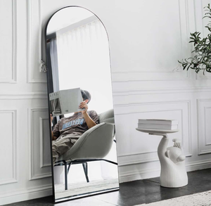 lot 413 image: Vlush 65x22 Arched Full Length Floor Mirror, Black