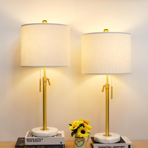 lot 425 image: Lamp Modern Set of 2 22 to 30 Height Adjustable Pull Chain Switch