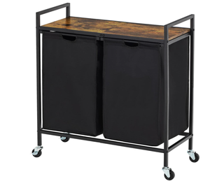 lot 433 image: Double Laundry Hamper, Laundry Basket with Wheels and Shelf