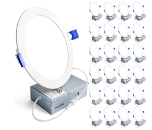 lot 444 image: Ensenior 24 Pack 6 Inch Ultra-Thin LED Recessed Ceiling Light with Junction Box, 4000K Cool White