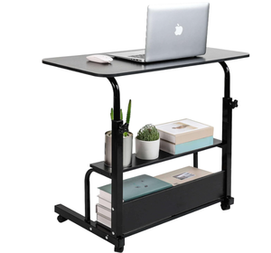 lot 479 image: Home Office Rolling Desk on Wheels Movable with Storage Size 31.5 x 15.7 Inch Black