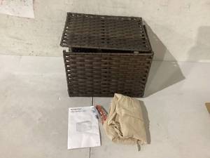 lot 498 image: SONGMICS Storage Basket with Lid, 9.2 Gallon (35L) Storage Bin