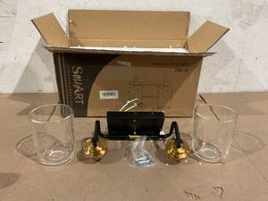 lot 104 image: SOLFART Vintage Wall Bathroom Vanity Light Black Metal with Clear Glass Bronze Fixtures Wall Mount Lighting Sconce
