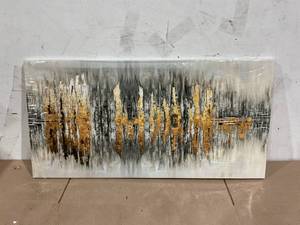 lot 144 image: Gray Gold Reflection Canvas Wall Art Abstract pictures-Abstract Painting