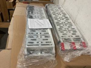 lot 65 image: LOT OF 2 7.5 Aluminum Folding Loading Ramp Lawnmower ATV Truck Motorcycle Bike Ramp