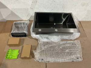 lot 78 image: Black Stainless Steel Sink with Accessories
