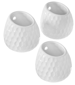 lot 246 image: MyGift 4-Inch White Ceramic Mini Hanging Planters