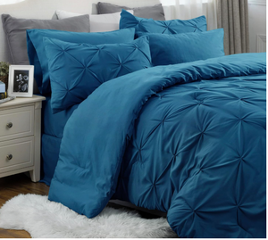 lot 323 image: Bedsure Teal Comforter Set Queen
