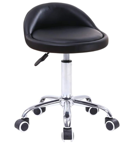 lot 359 image: KKTONER PU Leather Round Rolling Stool with Back Rest