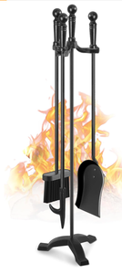 lot 383 image: Gtongoko Fireplace Tools Set 4 Pcs 30 Inch Black Wrought Iron Large Fire Tool
