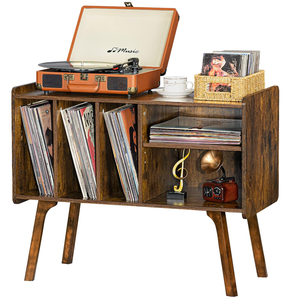 lot 57 image: Lerliuo Record Player Stand with 4 Cabinet Holds Up to 220 Albums