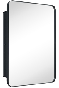 lot 61 image: EGHOME Matt Black Rectangle Recessed Bathroom Medicine Cabinet
