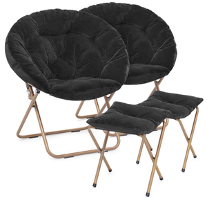 lot 62 image: LOT OF 2 Magshion Round Foldable Oversized Moon Saucer Chair