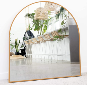 lot 68 image: Gold Arch Wall Mirror - Perfect for Brass Mirror for Bathroom, Large Gold Mirror