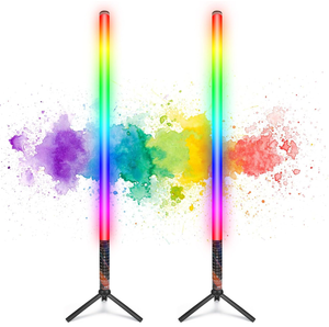lot 69 image: LOT OF 2 LUXCEO RGB Tube Light Bar with Light Stand, Battery Powered LED Video Light Wand Stick
