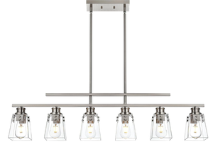 lot 79 image: VINLUZ 6 Light Farmhouse Chandeliers Brushed Nickel Dining Room Lighting Fixtures