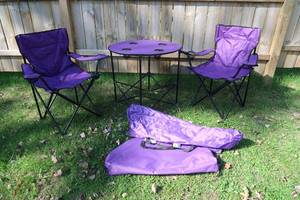 lot 29 image: NEW MYSTIC TAILGATE FOLDING POP UP TABLE  2 CHAIRS