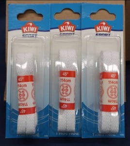 lot 61 image: 18 PAIR OF NEW KIWI WHITE SHOELACES