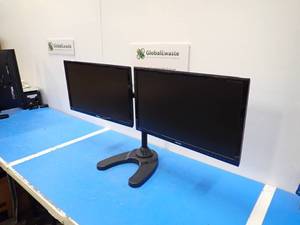 lot 13 image: Dual Monitor Stand with Two ASUS&nbspVS247 LCD Monitors  23.6 screen with 1920 x 1080 HD Resolution  Includes power cables and VGA cables