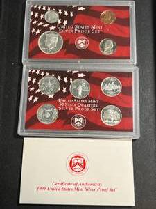 lot 40 image: 1999 US MINT SILVER PROOF SET