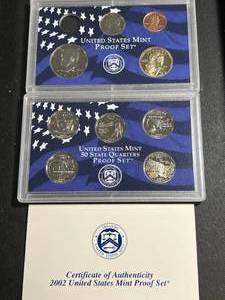 lot 43 image: 2002 US MINT PROOF SET (MISSING DIME)