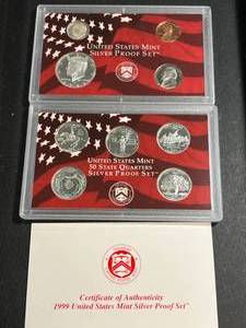 lot 48 image: 1999 US MINT SILVER PROOF SET