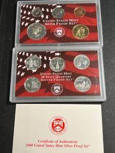 lot 49 image: 2000 US MINT SILVER PROOF SET