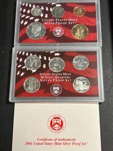lot 50 image: 2001 US MINT SILVER PROOF SET