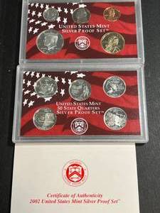 lot 51 image: 2002 US MINT SILVER PROOF SET