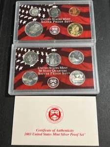 lot 52 image: 2003 US MINT SILVER PROOF SET