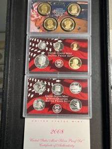lot 57 image: 2008 US MINT SILVER PROOF SET
