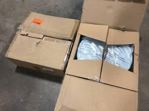 Lot of 2  Golden Lighting Duncan 14 in. 2-Light Pewter Flush Mount with Gloss White Shade    Customer Returns See Pictures