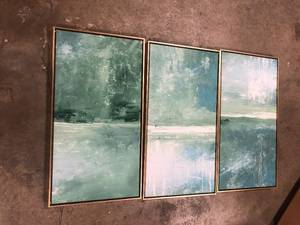 The Pond by Gallery 57 3 Piece Floater Frame Giclee Abstract Art Print 30 in. x 48 in.   Customer Returns See Pictures