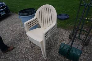 4 - Solid Plastic Patio Lawn Chairs