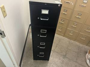 lot 100 image: Hon Black Four Drawer File Cabinet