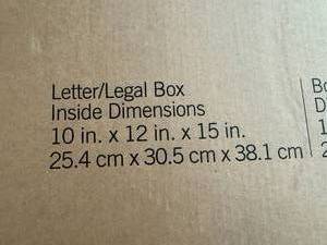 lot 115 image: EXP 30020 LetterLegal Boxes, Qty 10.  Inside Dimensions 10 x 12 x 15