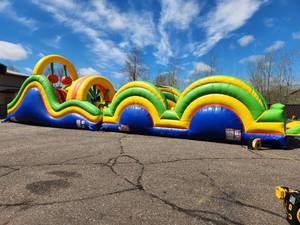 65 Ft Obstacle Course with 20 ft Slide -  2 Pieces