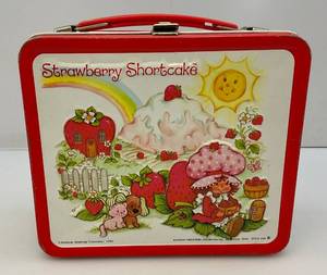 lot 44 image: 1980 Embossed Strawberry Shortcake Metal Aladdin Lunch Box (NO Thermos)
