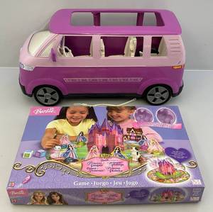 lot 73 image: 2002 Mattel Barbie Volkswagen Mini Van Pink & Barbie Game (Missing Pieces)