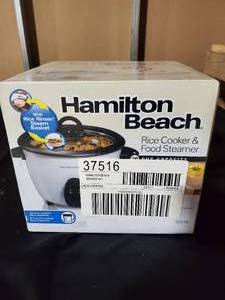 lot 105 image: Hamilton Beach Rice Cooker & Food Steamer - 16 Cup Capacity